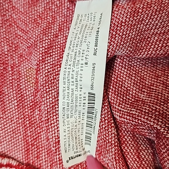 ZARA RED & WHITE MARBLED LONG SLEEVE SWEETHEART NECK BODYCON MINI DRESS - Picture 10 of 11